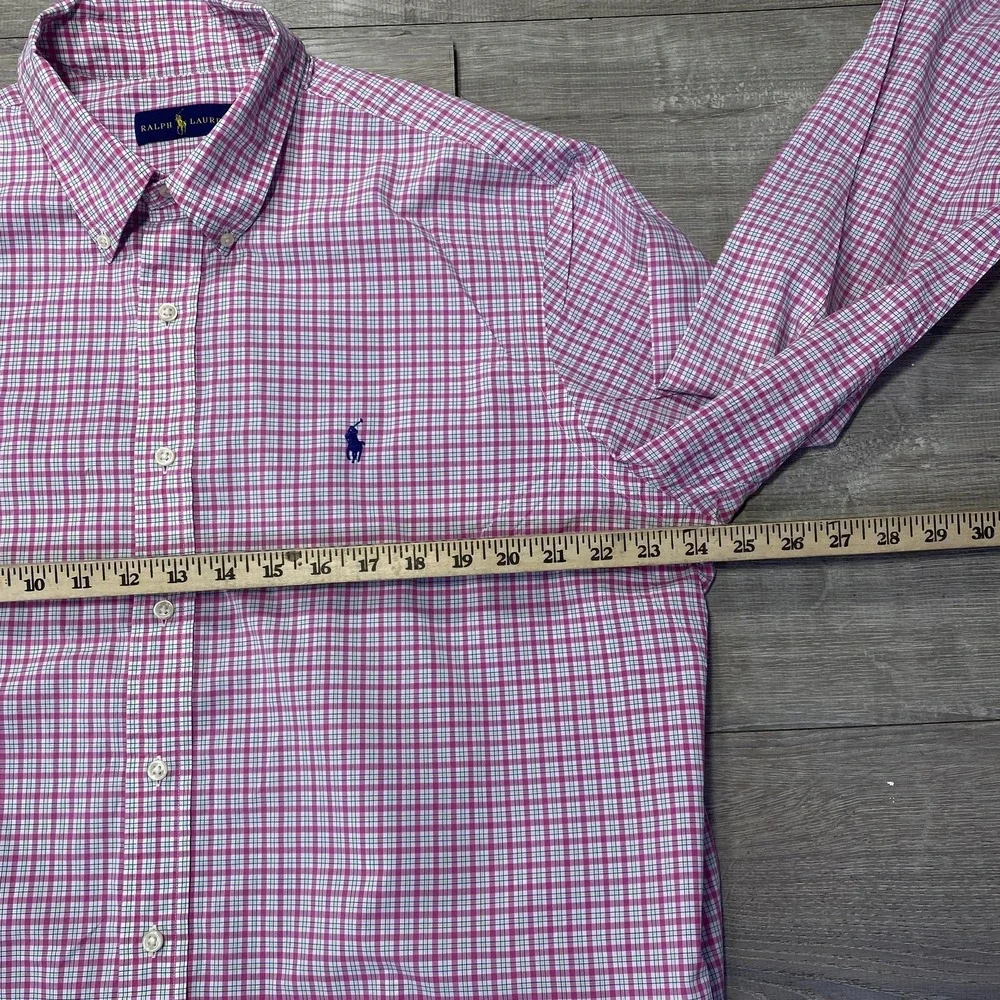 Ralph Lauren Shirt Mens XL Pink White Blue Check Button Down Long Sleeve Pony - Picture 4 of 7